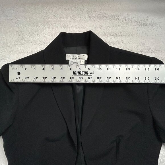 Andrea Polizzi For Rex Lester Womens Black Crop Blazer Jacket Medium Shaw Collar - Picture 4 of 6